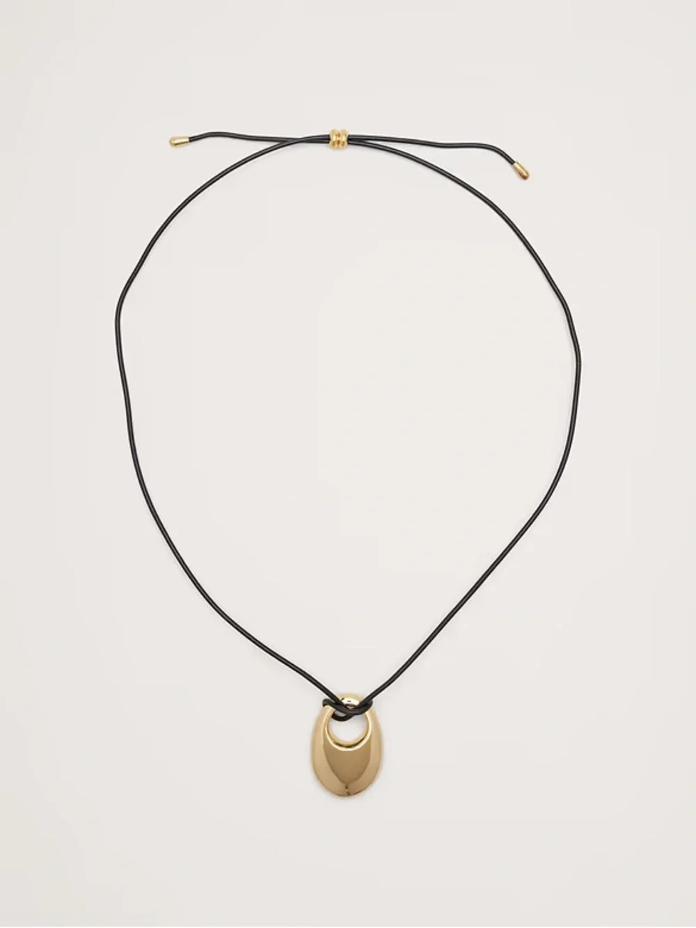Banana Republic 14k Gold O Ring Sculpted Pendant Cord Necklace